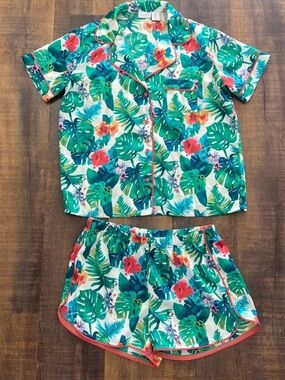 TABITHA WEBB Sleepwear Tropical Leaf Print Pajama Set - Green Floral